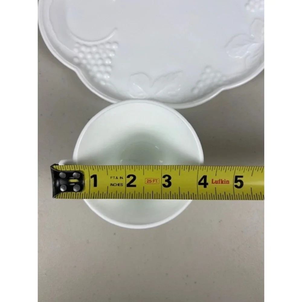 Westmoreland Milk Glass Grape Pattern Snack Set Plate and Cup White Vintage
